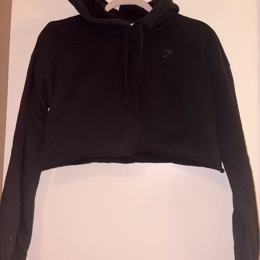 Gymshark Black Cropped Hoodie with Subtle Logo